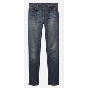 R13 Slouch Skinny Straight Leg Jeans Vintage Blue Italian Denim Sz 28 Mid-Rise